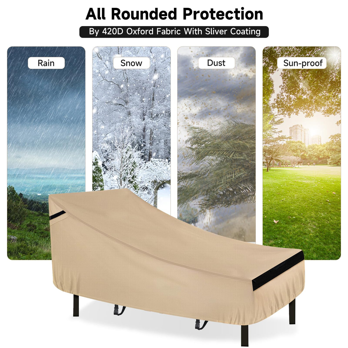 NEVERLAND Patio Lounge Chair Cover all-weather UV resistance protects year-round