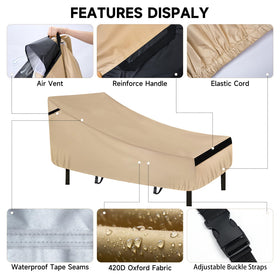 NEVERLAND Patio Lounge Chair Cover waterproof side view shields against sun and debris