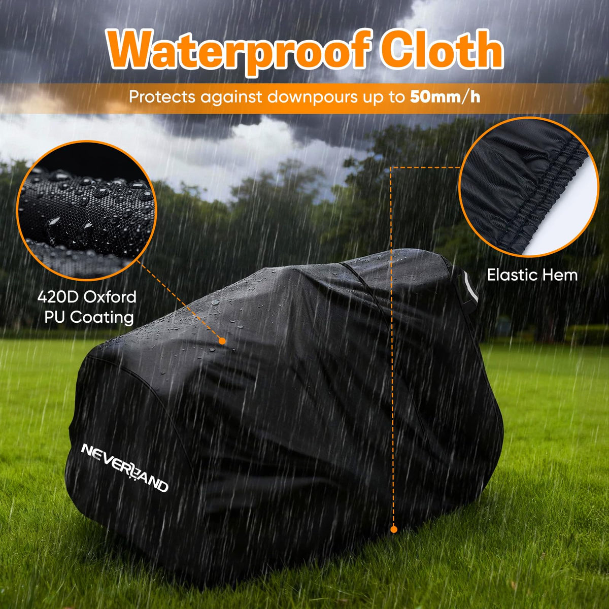 NEVERLAND cover with reflective handles boosts night visibility for safe parking.
