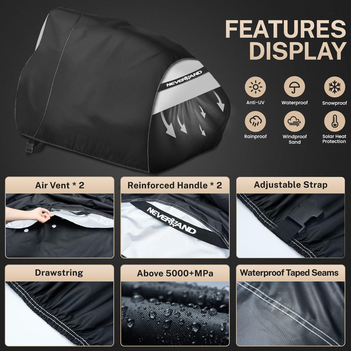 Heavy-duty fabric resists tearing for lasting outdoor durability
