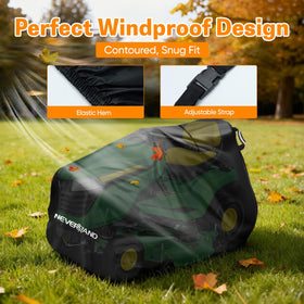 NEVERLAND 420D Oxford fabric protects a lawn tractor from rain and snow.
