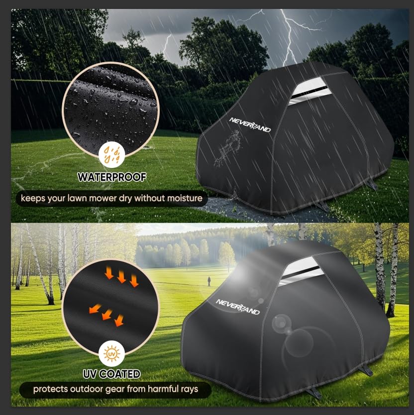 NEVERLAND universal-fit mower cover measures up to 79-inch by 46-inch by 55-inch