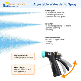 New England Garden Tools jet nozzle threaded-tip for secure hose connections