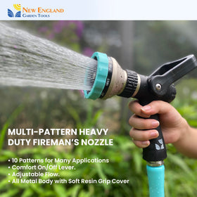 New England Garden Tools 10-pattern selector shown for flexible spray options.