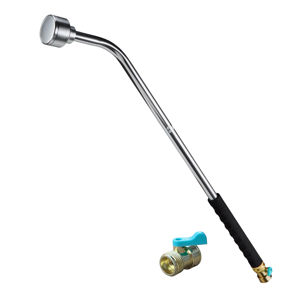New England Garden Tools 30-inch soft rain wand head delivers gentle shower for delicate plants.