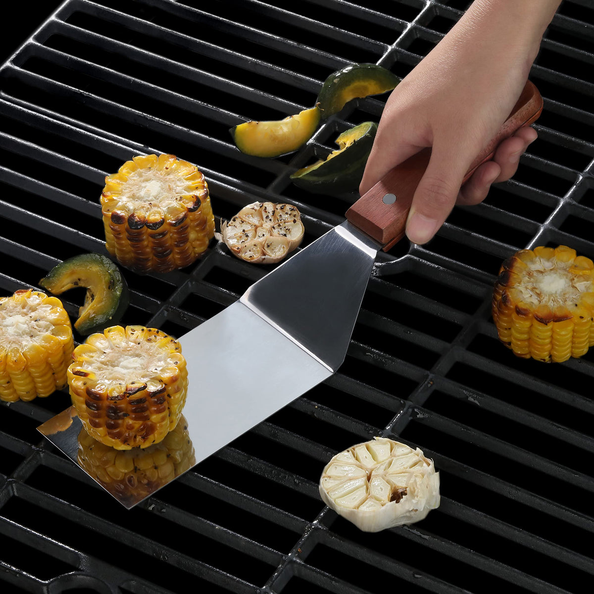 Suitable for griddles, burgers, and grilled vegetables
