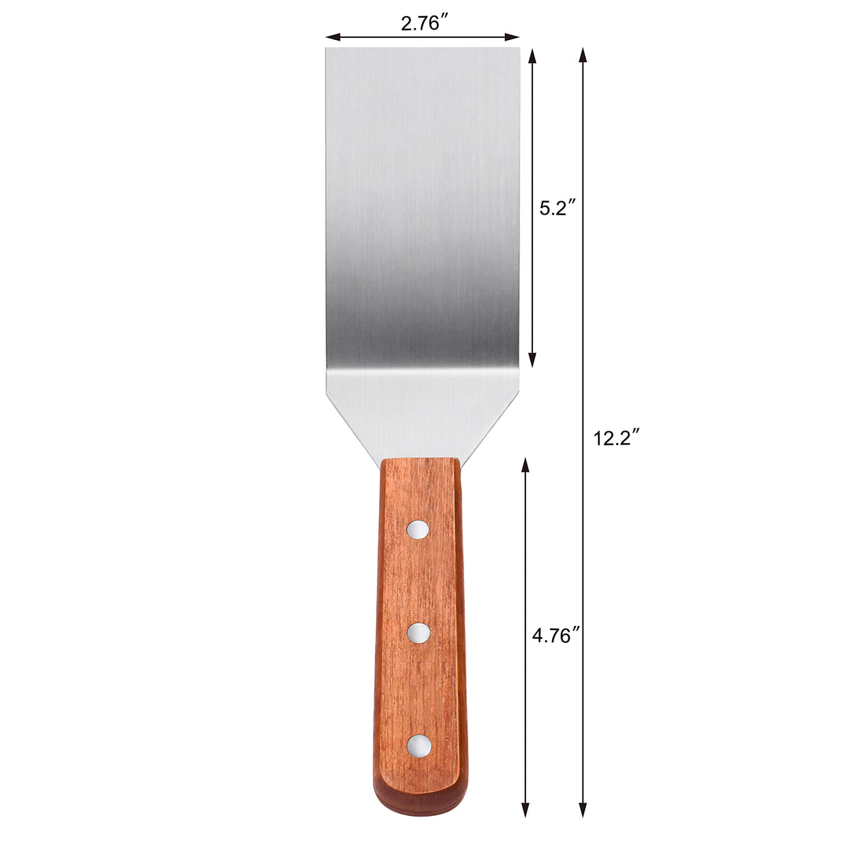 Stainless steel blade with riveted wooden handle for durability