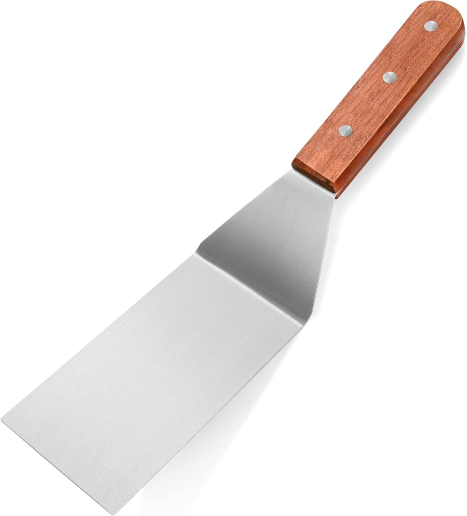 New Star Foodservice 36275 wood handle grill turner, 12.5 inches, ideal for precise flipping