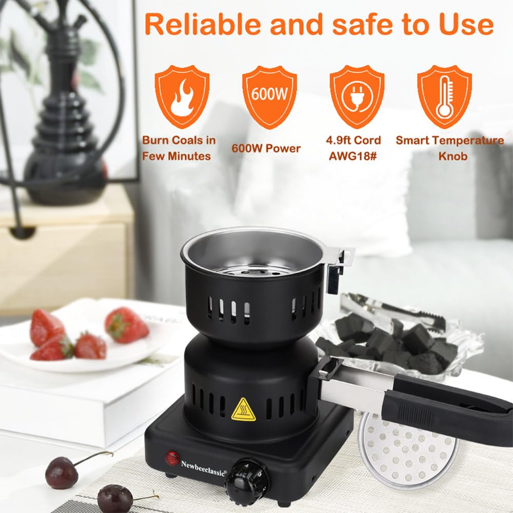 NewBeeclassic Electric Charcoal Starter detachable handle enables easy coal maneuver