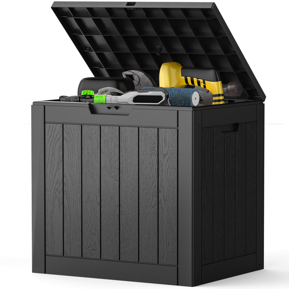 NEWBULIG 31-gallon outdoor storage box front view for weatherproof patio storage
