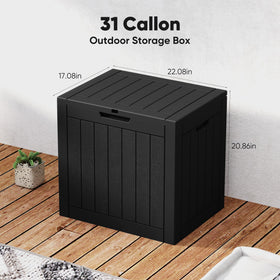 NEWBULIG 31-gallon outdoor storage box lid closed with lockable lid