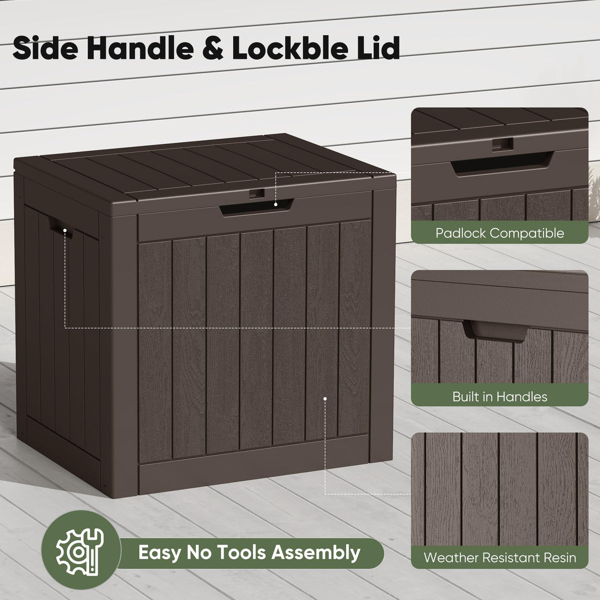 NEWBULIG deck box doubles as seating or a side table