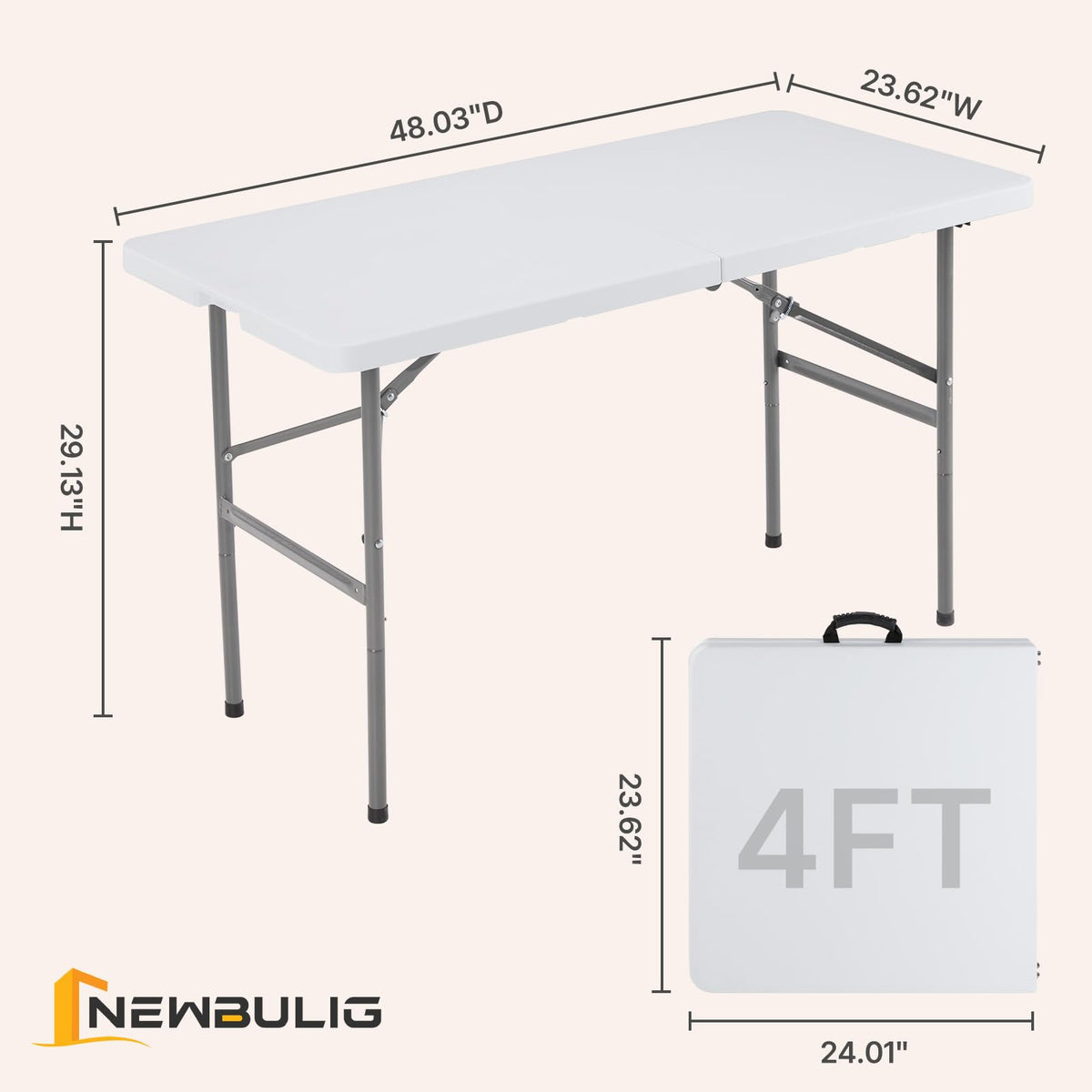 NEWBULIG folding picnic table side carry handle enables easy transport to any outdoor event.