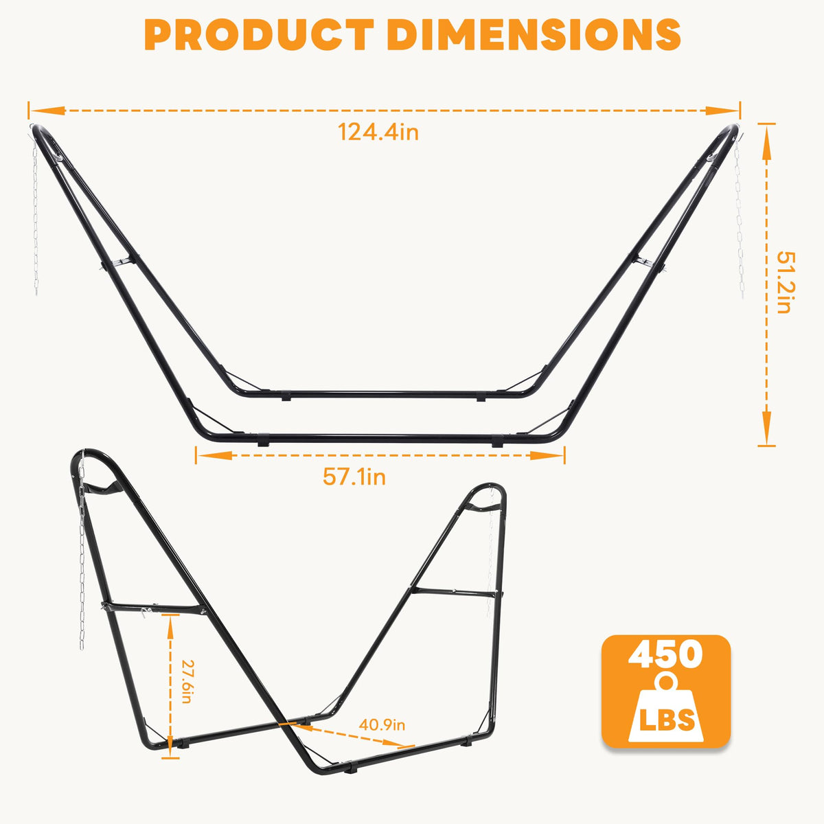 NEWBULIG hammock stand adjustable length shown for 9.5 to 14 ft hammocks