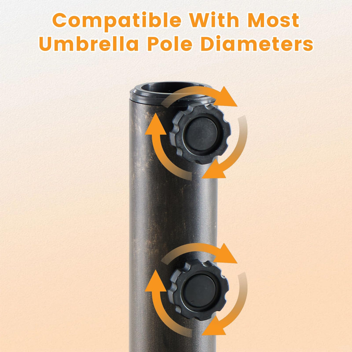 Two knobs locking umbrella pole on the NEWBULIG base