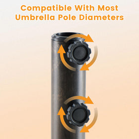 Two knobs locking umbrella pole on the NEWBULIG base