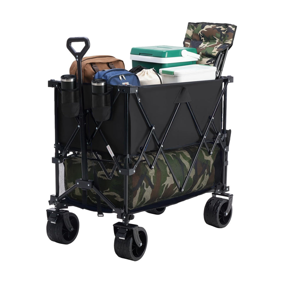 NEWBULIG large-capacity wagon front view shows sturdy steel frame for heavy groceries.
