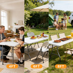 NEWBULIG 4 ft table adds versatile seating for meals and activities.