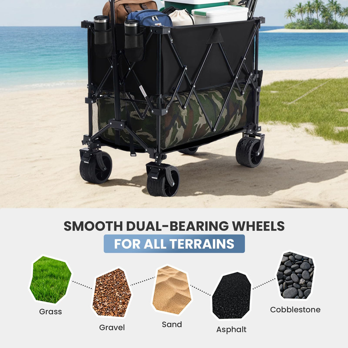 NEWBULIG quick-fold mechanism with included storage bag for travel.