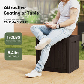 NEWBULIG storage box used as a sturdy bench in outdoor space