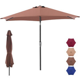 NEWBULIG umbrella with six ribs metal frame provides stable shade for patios.