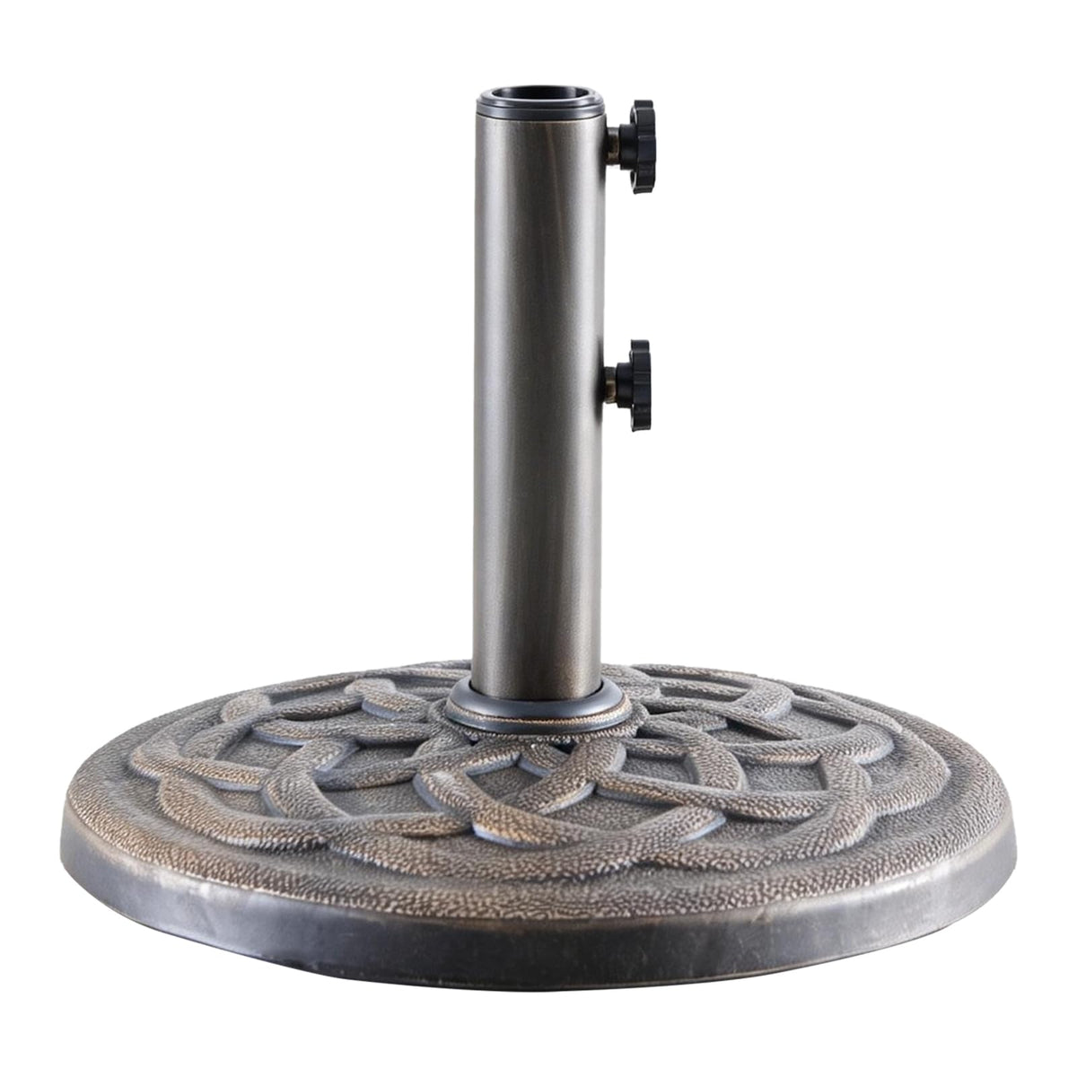 NEWBULIG umbrella base in bronze 22lbs anchoring outdoor shade setup for stability