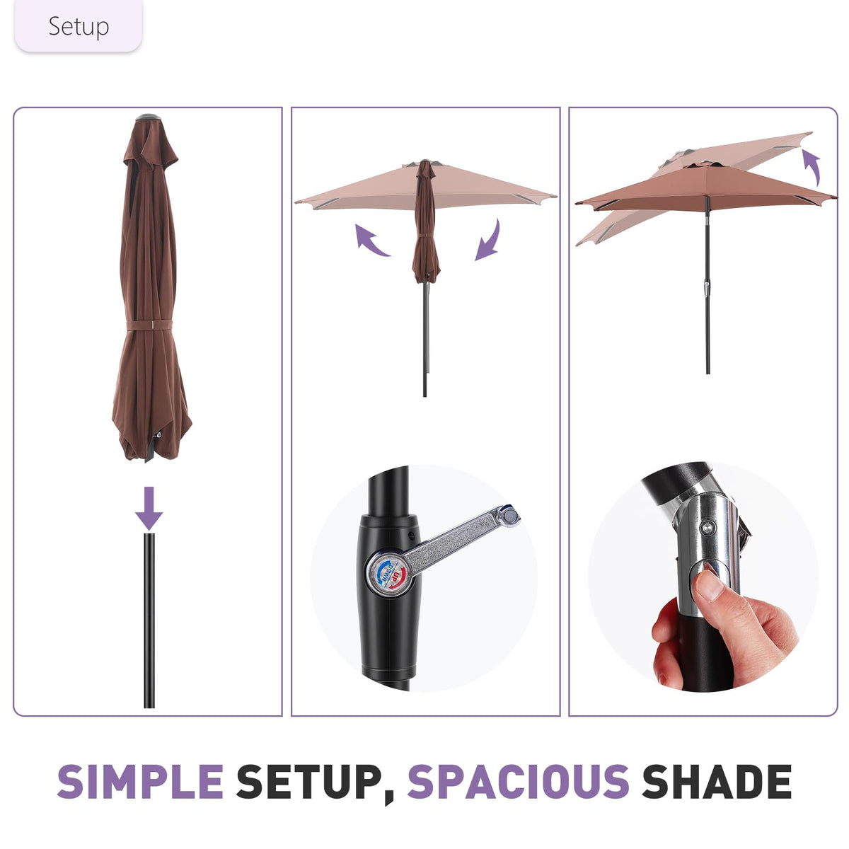 NEWBULIG easy-crank handle makes opening and closing effortless.