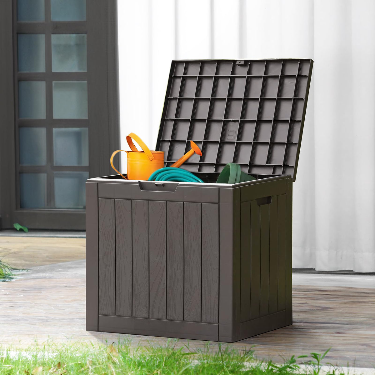 NEWBULIG weatherproof resin box shielding contents from sun and rain