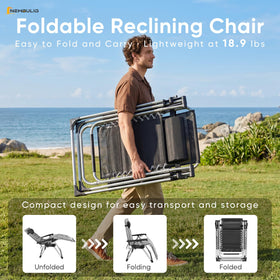 NEWBULIG Zero Gravity Chair on the beach shows easy setup and relaxation.