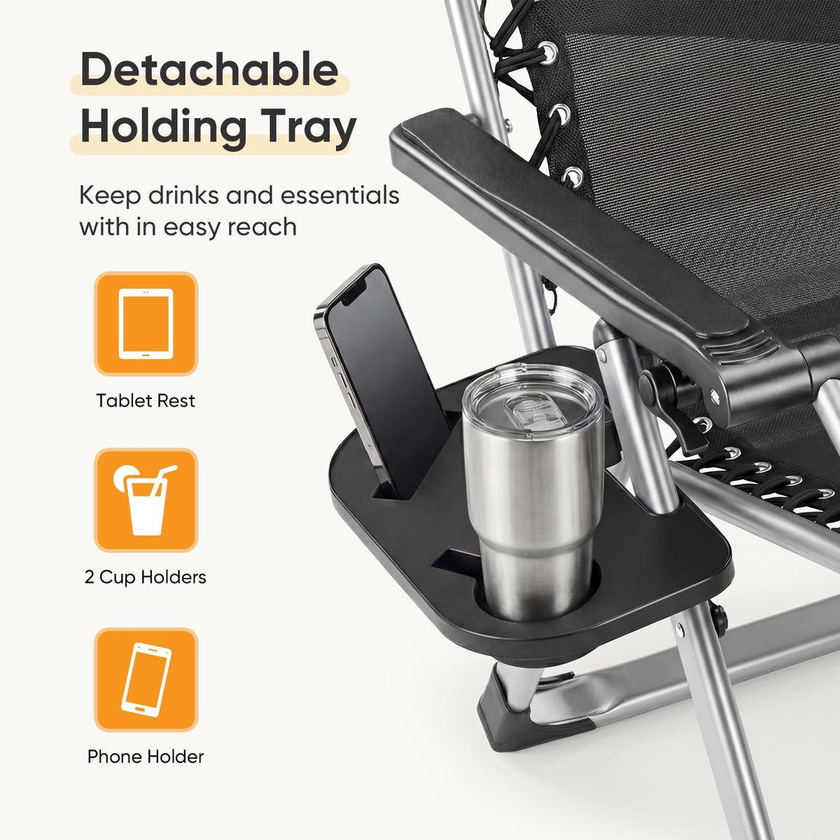 NEWBULIG Zero Gravity Chair folded form demonstrates portability and compact storage.