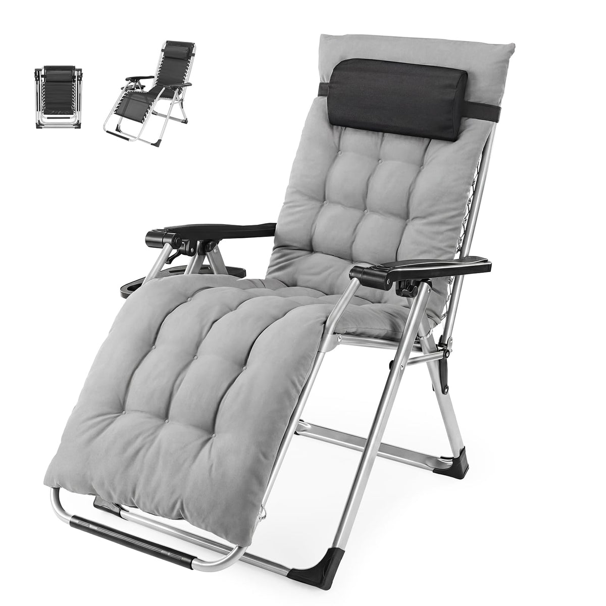 NEWBULIG Zero Gravity Chair front view highlights sturdy metal frame for outdoor lounging.