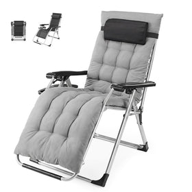 NEWBULIG Zero Gravity Chair front view highlights sturdy metal frame for outdoor lounging.