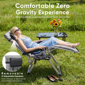 NEWBULIG Zero Gravity Chair headrest close-up highlights neck support.