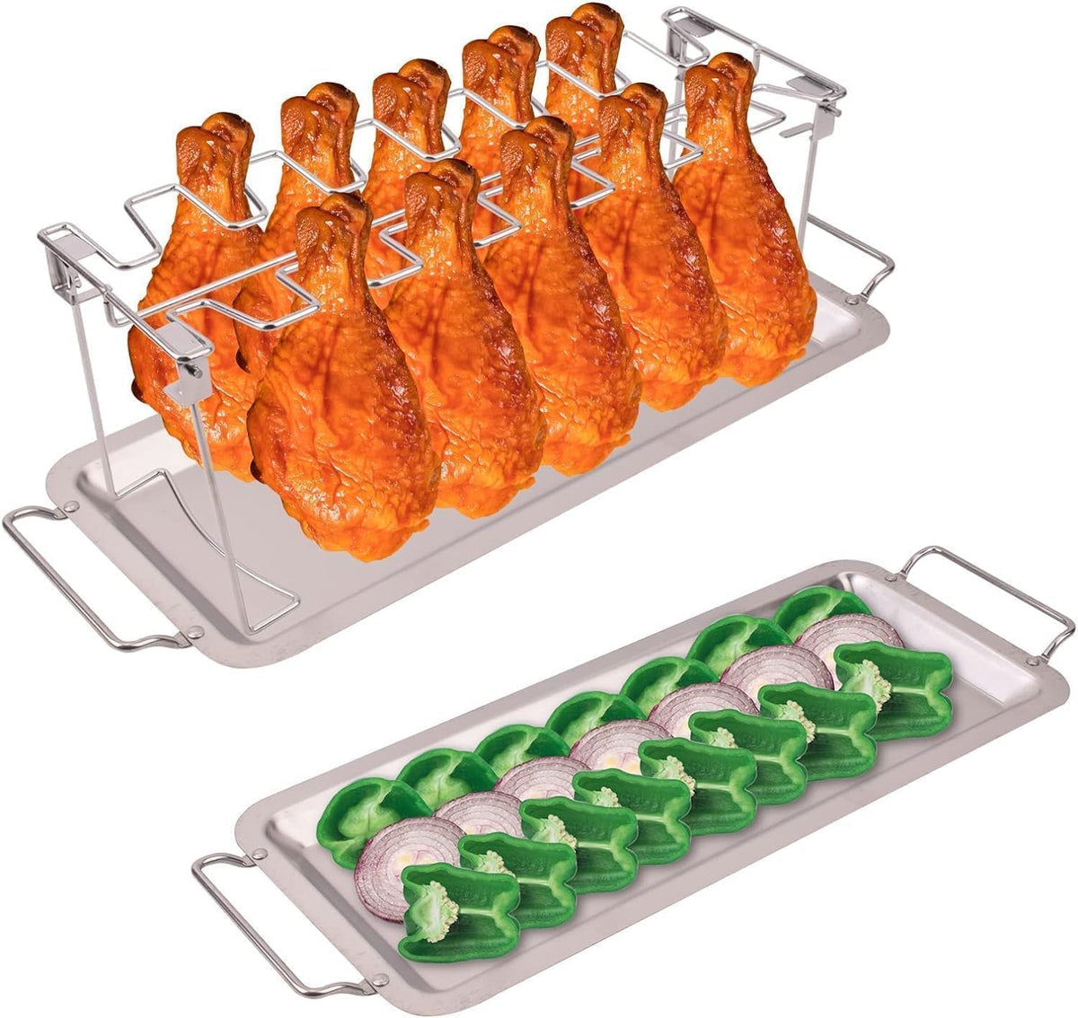 Newcomdigi chicken leg rack with drip tray captures juices and reduces splatter