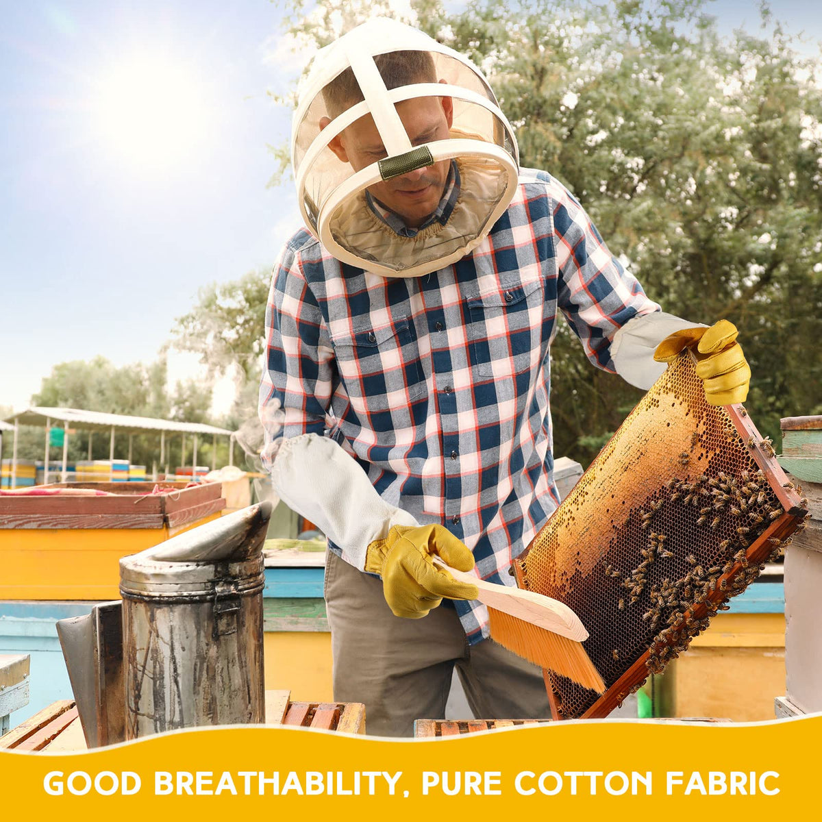 Newcotte beekeeping set includes two glove pairs for replacement use