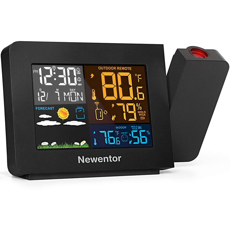 Newentor Atomic Projection Clock shows ceiling projection for easy viewing at night