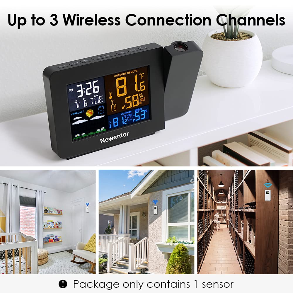Newentor clock displays indoor-outdoor temperature and humidity for space awareness
