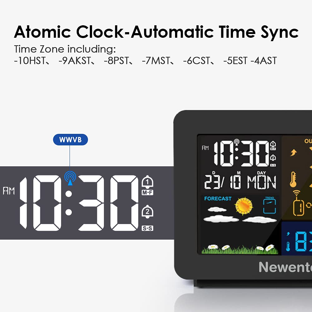 Newentor Atomic Clock with WWVB sync for accurate time signals