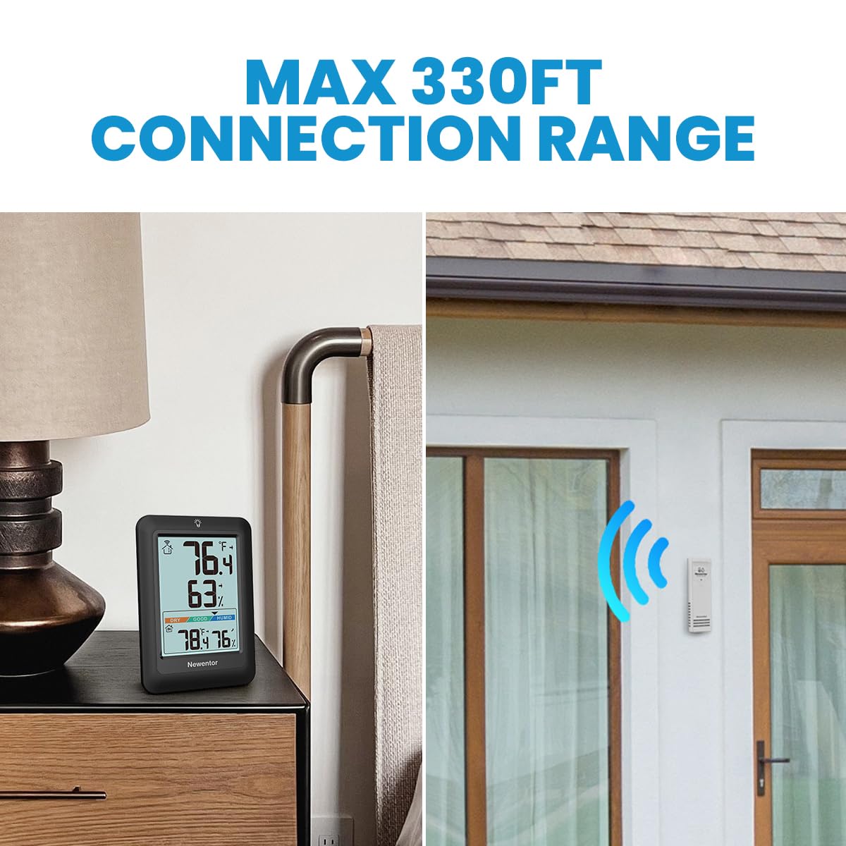 Newentor outdoor sensor connected to thermometer for accurate readings