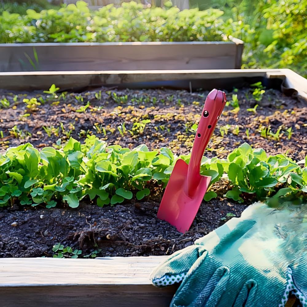 Newflager pink shovel supports light digging and flower bed prep.