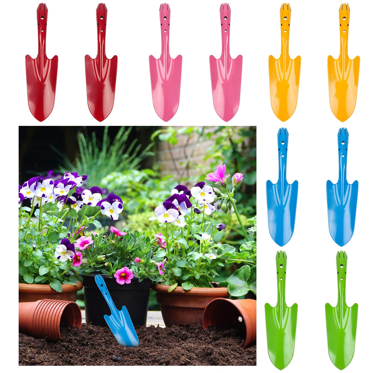 Newflager mini shovel set in red for easy digging and kid-friendly gardening.