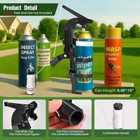NEWFLY adjustable sprayer bracket on pole enables precise control from above.