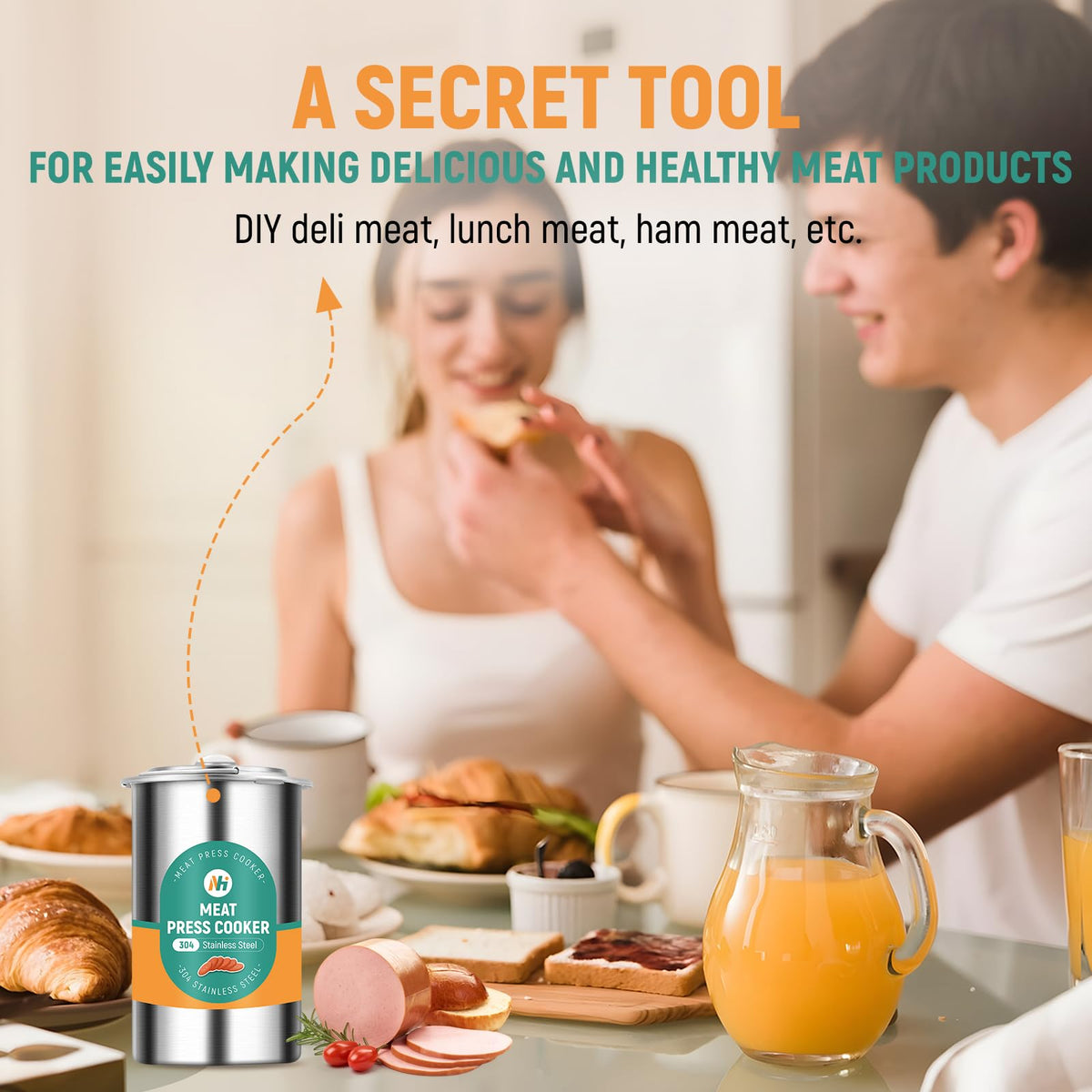 Newhai Deli Meat Maker thermometer range 0-120°C enables precise cooking control