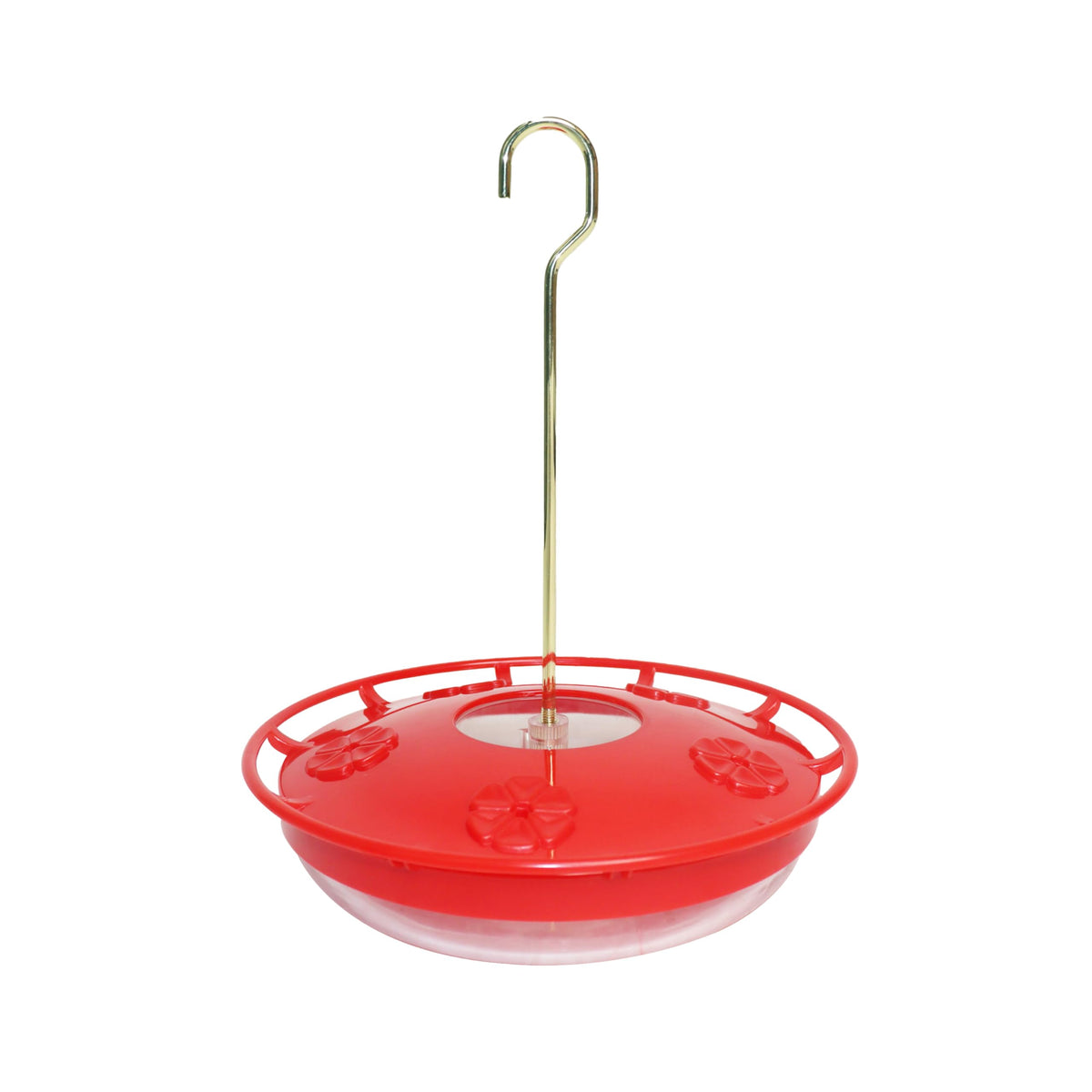 Newhouse Hummingbird Tray Feeder with red lid attracts hummingbirds for garden viewing