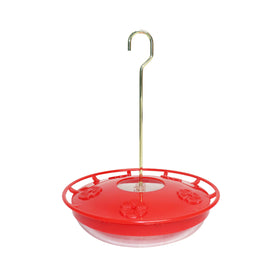 Newhouse Hummingbird Tray Feeder with red lid attracts hummingbirds for garden viewing