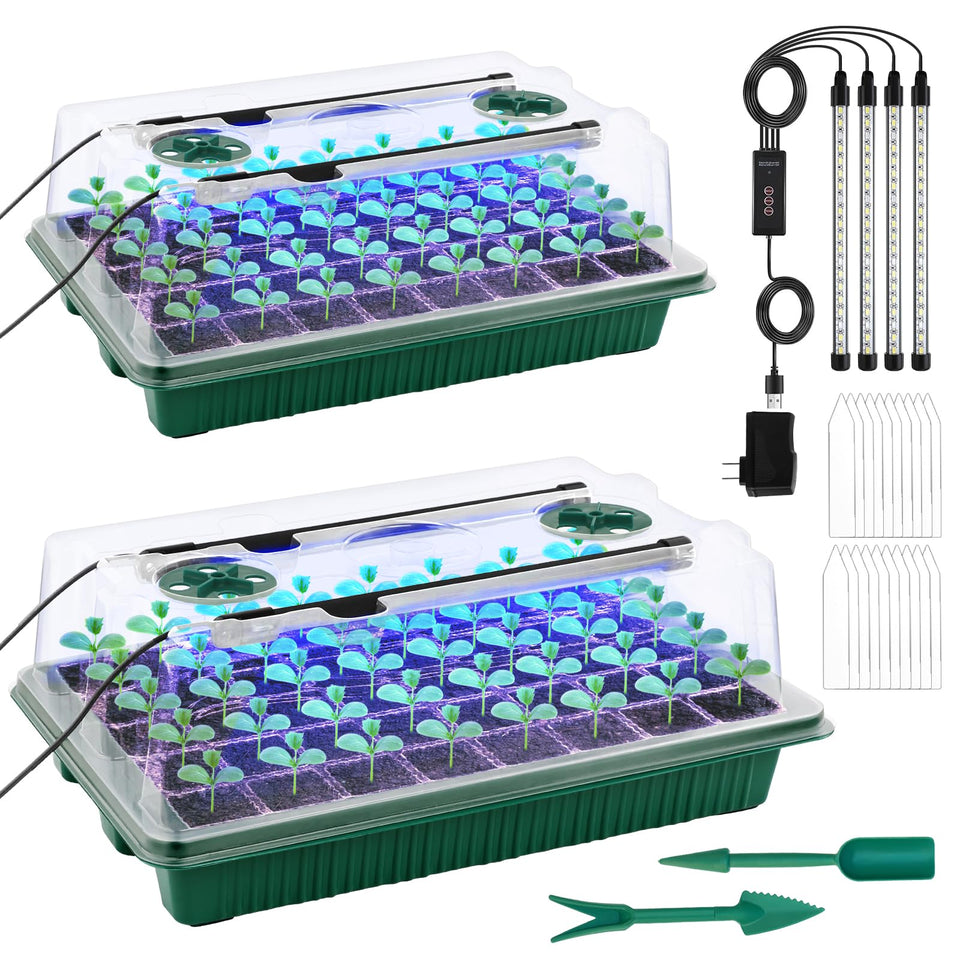 NEWKITS 2-pack seed starter tray with grow light for indoor seed starting