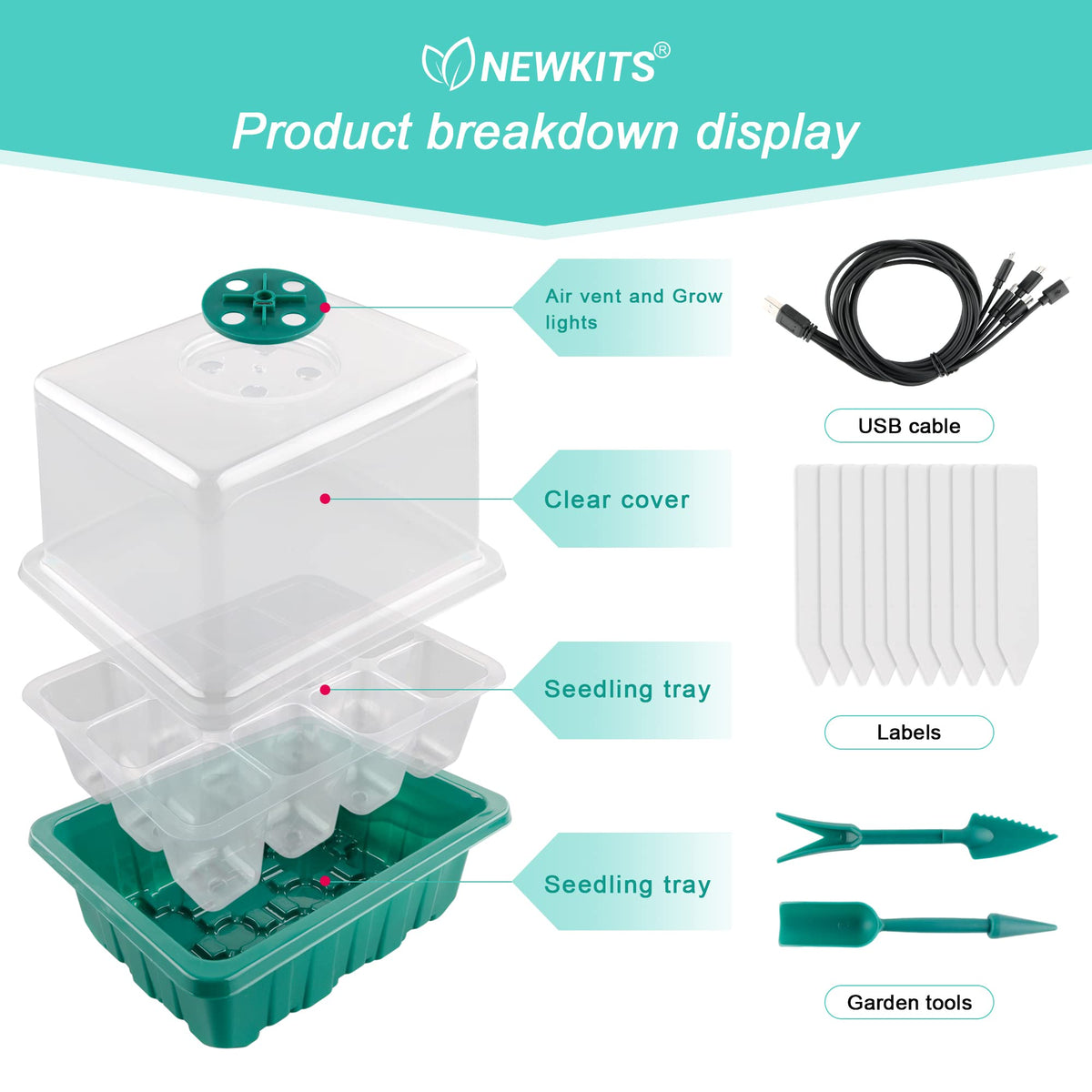 NEWKITS 12-cell tray close-up shows sturdy PP construction