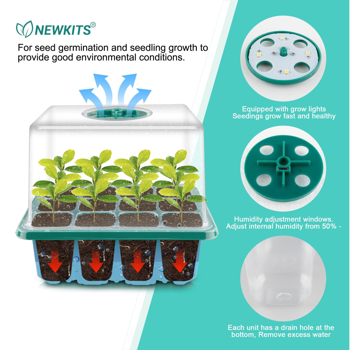NEWKITS base tray catches excess water for clean indoor gardening