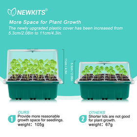 NEWKITS humidity dome on 12-cell tray controls moisture for seedlings