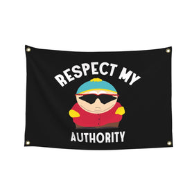 NEWLIA Respect My Authority flag 3x5ft with four brass rings for dorm wall decor.